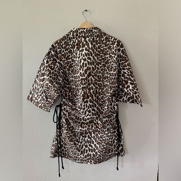 NWT Tory Burch Reva Leopard Print Cotton Poplin Shirtdress Size 4 - Picture 12 of 12